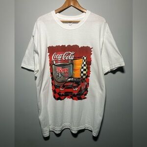 Coca Cola White Tee with Red Racing Graphic